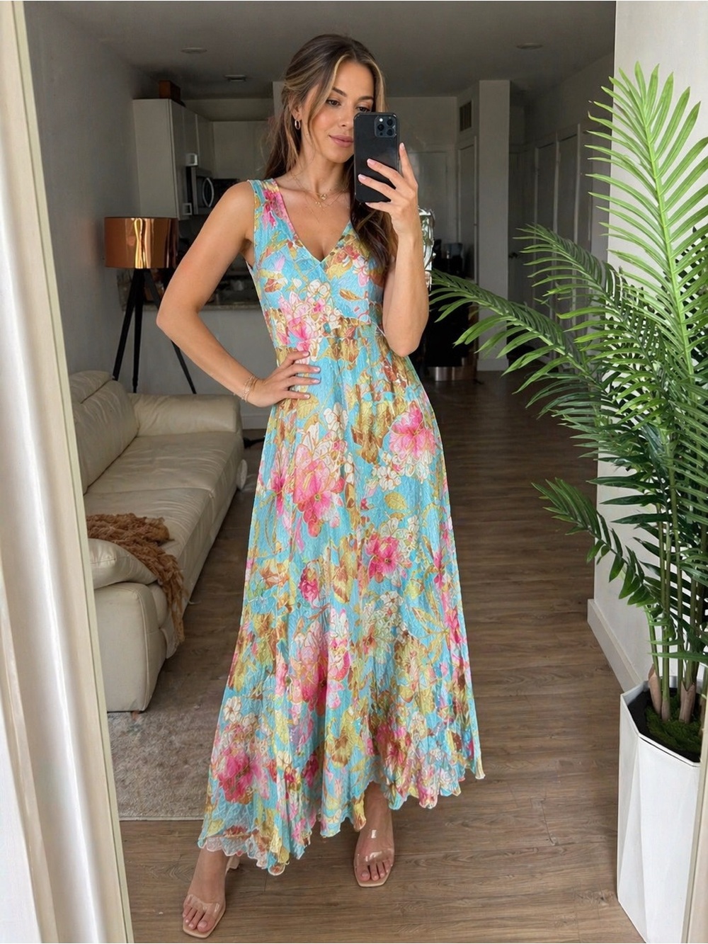 Vintage Komarov Floral Maxi Dress M Romantic Lace Back, Lightweight Summer Boho